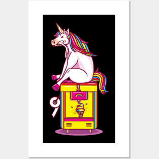 Unicorn pooping ice cream Posters and Art